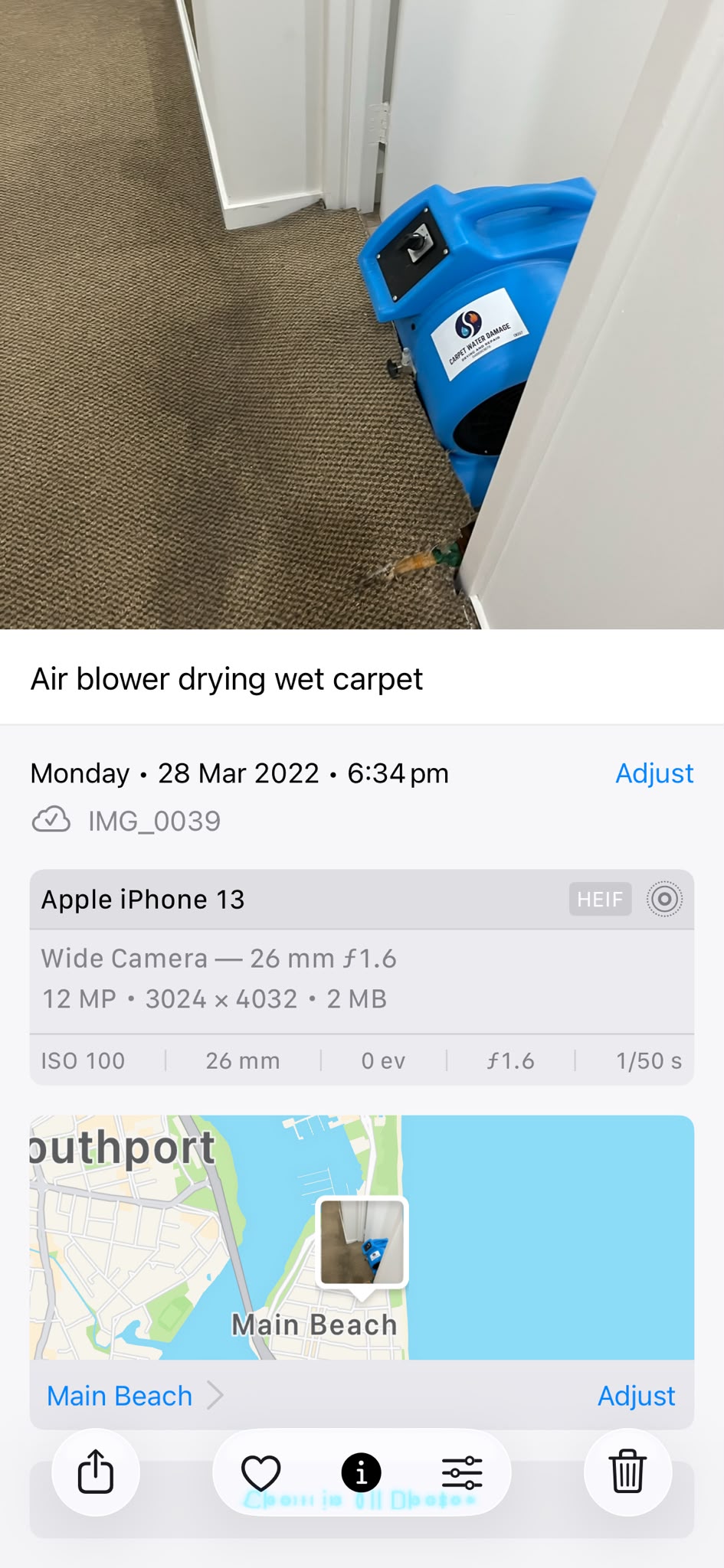 Carpet drying dehumidifier Main Beach Gold Coast